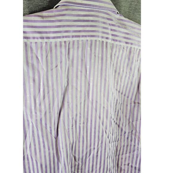 Robert Graham Knowledge Wisdom Truth Purple Striped Mens Shirt w/Flip Up Cuff Lg - Picture 8 of 8